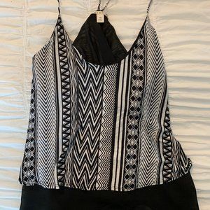 Black and White Flowy Top